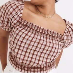 Madewell Seersucker Jeanette Top in Plaid